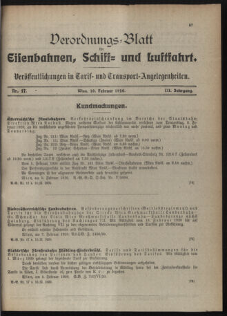 Verordnungs-Blatt für Eisenbahnen und Schiffahrt: Veröffentlichungen in Tarif- und Transport-Angelegenheiten 19200210 Seite: 5