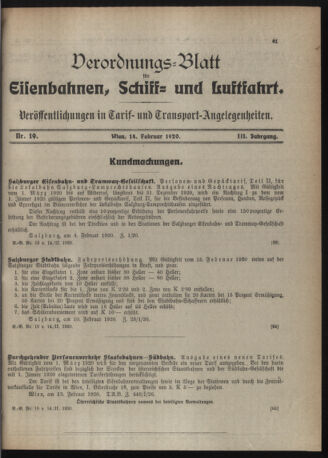 Verordnungs-Blatt für Eisenbahnen und Schiffahrt: Veröffentlichungen in Tarif- und Transport-Angelegenheiten 19200214 Seite: 3