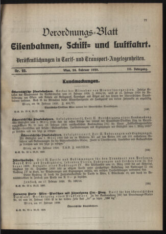 Verordnungs-Blatt für Eisenbahnen und Schiffahrt: Veröffentlichungen in Tarif- und Transport-Angelegenheiten 19200228 Seite: 3