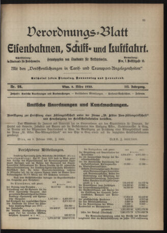 Verordnungs-Blatt für Eisenbahnen und Schiffahrt: Veröffentlichungen in Tarif- und Transport-Angelegenheiten 19200306 Seite: 1