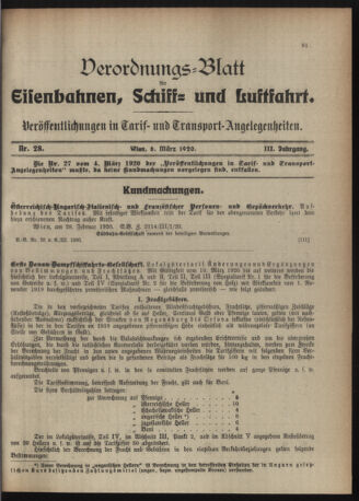 Verordnungs-Blatt für Eisenbahnen und Schiffahrt: Veröffentlichungen in Tarif- und Transport-Angelegenheiten 19200306 Seite: 3