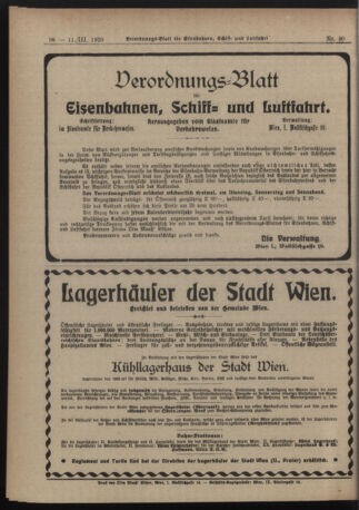 Verordnungs-Blatt für Eisenbahnen und Schiffahrt: Veröffentlichungen in Tarif- und Transport-Angelegenheiten 19200311 Seite: 10