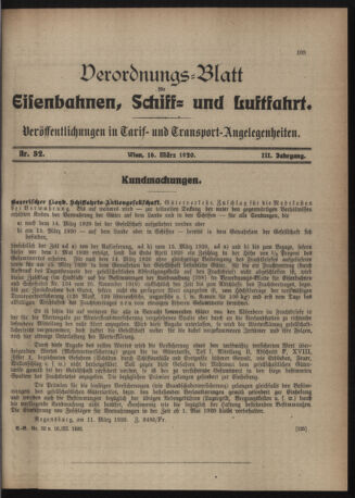 Verordnungs-Blatt für Eisenbahnen und Schiffahrt: Veröffentlichungen in Tarif- und Transport-Angelegenheiten 19200316 Seite: 3