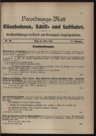 Verordnungs-Blatt für Eisenbahnen und Schiffahrt: Veröffentlichungen in Tarif- und Transport-Angelegenheiten 19200320 Seite: 5