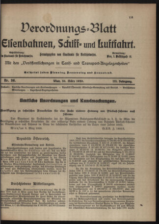 Verordnungs-Blatt für Eisenbahnen und Schiffahrt: Veröffentlichungen in Tarif- und Transport-Angelegenheiten 19200330 Seite: 3