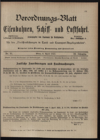 Verordnungs-Blatt für Eisenbahnen und Schiffahrt: Veröffentlichungen in Tarif- und Transport-Angelegenheiten 19200408 Seite: 3