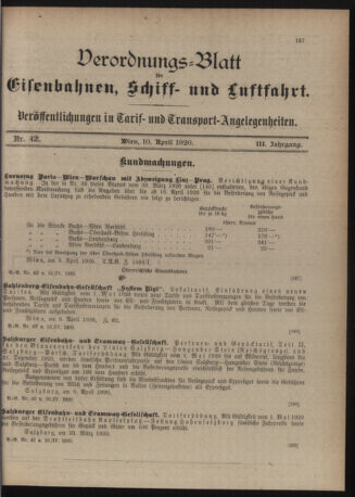 Verordnungs-Blatt für Eisenbahnen und Schiffahrt: Veröffentlichungen in Tarif- und Transport-Angelegenheiten 19200410 Seite: 3