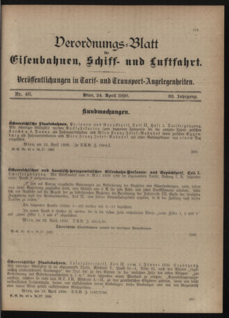 Verordnungs-Blatt für Eisenbahnen und Schiffahrt: Veröffentlichungen in Tarif- und Transport-Angelegenheiten 19200424 Seite: 3