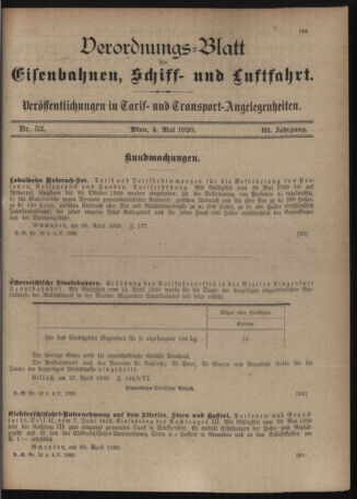 Verordnungs-Blatt für Eisenbahnen und Schiffahrt: Veröffentlichungen in Tarif- und Transport-Angelegenheiten 19200504 Seite: 3