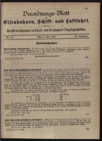 Verordnungs-Blatt für Eisenbahnen und Schiffahrt: Veröffentlichungen in Tarif- und Transport-Angelegenheiten 19200506 Seite: 3