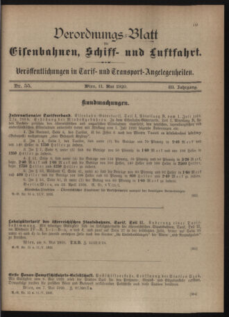 Verordnungs-Blatt für Eisenbahnen und Schiffahrt: Veröffentlichungen in Tarif- und Transport-Angelegenheiten 19200511 Seite: 3