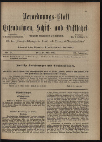 Verordnungs-Blatt für Eisenbahnen und Schiffahrt: Veröffentlichungen in Tarif- und Transport-Angelegenheiten 19200513 Seite: 1