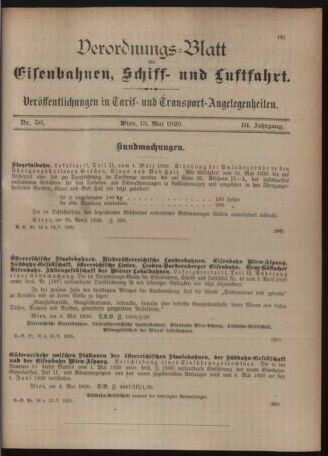 Verordnungs-Blatt für Eisenbahnen und Schiffahrt: Veröffentlichungen in Tarif- und Transport-Angelegenheiten 19200513 Seite: 3