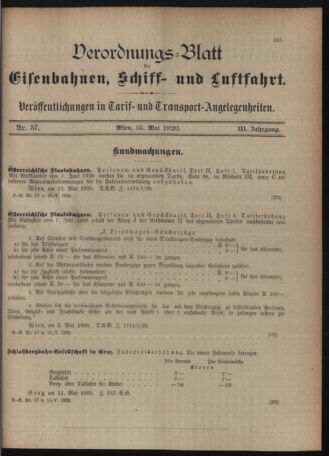 Verordnungs-Blatt für Eisenbahnen und Schiffahrt: Veröffentlichungen in Tarif- und Transport-Angelegenheiten 19200515 Seite: 3