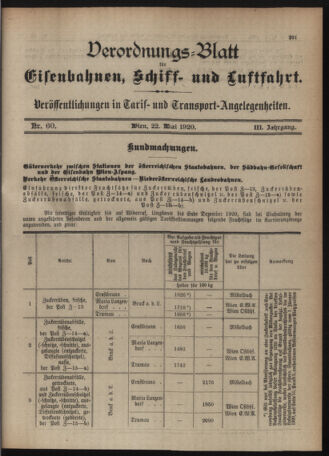 Verordnungs-Blatt für Eisenbahnen und Schiffahrt: Veröffentlichungen in Tarif- und Transport-Angelegenheiten 19200522 Seite: 3