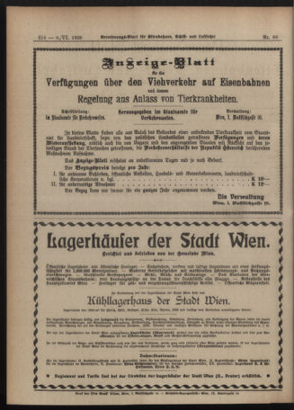 Verordnungs-Blatt für Eisenbahnen und Schiffahrt: Veröffentlichungen in Tarif- und Transport-Angelegenheiten 19200608 Seite: 4