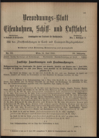 Verordnungs-Blatt für Eisenbahnen und Schiffahrt: Veröffentlichungen in Tarif- und Transport-Angelegenheiten 19200612 Seite: 1