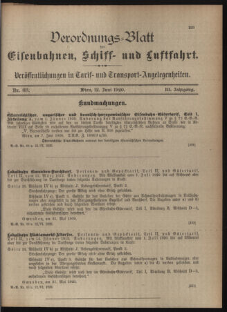 Verordnungs-Blatt für Eisenbahnen und Schiffahrt: Veröffentlichungen in Tarif- und Transport-Angelegenheiten 19200612 Seite: 3