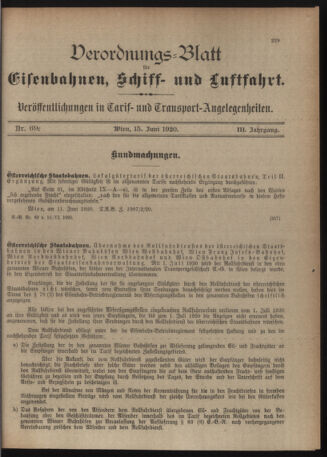 Verordnungs-Blatt für Eisenbahnen und Schiffahrt: Veröffentlichungen in Tarif- und Transport-Angelegenheiten 19200615 Seite: 5