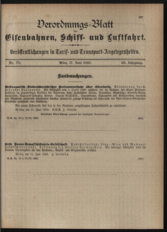 Verordnungs-Blatt für Eisenbahnen und Schiffahrt: Veröffentlichungen in Tarif- und Transport-Angelegenheiten 19200617 Seite: 3