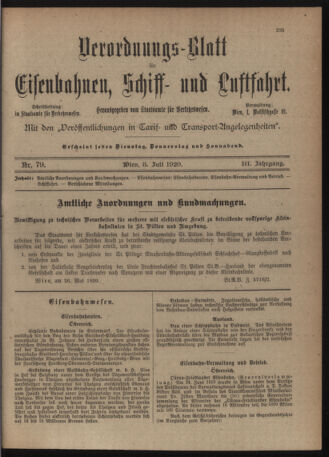 Verordnungs-Blatt für Eisenbahnen und Schiffahrt: Veröffentlichungen in Tarif- und Transport-Angelegenheiten 19200706 Seite: 5