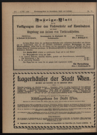 Verordnungs-Blatt für Eisenbahnen und Schiffahrt: Veröffentlichungen in Tarif- und Transport-Angelegenheiten 19200706 Seite: 8