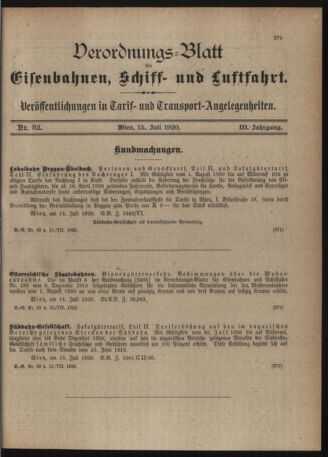 Verordnungs-Blatt für Eisenbahnen und Schiffahrt: Veröffentlichungen in Tarif- und Transport-Angelegenheiten 19200715 Seite: 3