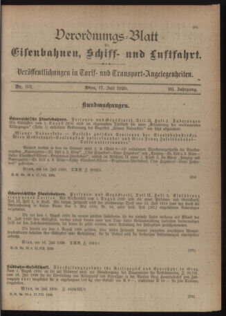 Verordnungs-Blatt für Eisenbahnen und Schiffahrt: Veröffentlichungen in Tarif- und Transport-Angelegenheiten 19200717 Seite: 3