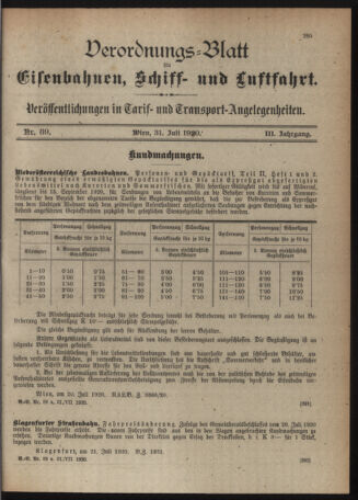 Verordnungs-Blatt für Eisenbahnen und Schiffahrt: Veröffentlichungen in Tarif- und Transport-Angelegenheiten 19200731 Seite: 5