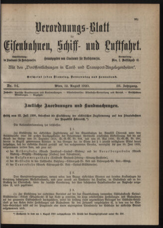 Verordnungs-Blatt für Eisenbahnen und Schiffahrt: Veröffentlichungen in Tarif- und Transport-Angelegenheiten