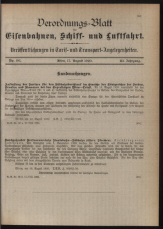 Verordnungs-Blatt für Eisenbahnen und Schiffahrt: Veröffentlichungen in Tarif- und Transport-Angelegenheiten 19200817 Seite: 3