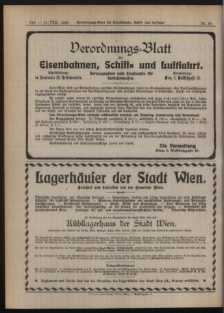 Verordnungs-Blatt für Eisenbahnen und Schiffahrt: Veröffentlichungen in Tarif- und Transport-Angelegenheiten 19200817 Seite: 4