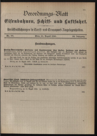 Verordnungs-Blatt für Eisenbahnen und Schiffahrt: Veröffentlichungen in Tarif- und Transport-Angelegenheiten 19200824 Seite: 3