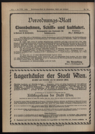 Verordnungs-Blatt für Eisenbahnen und Schiffahrt: Veröffentlichungen in Tarif- und Transport-Angelegenheiten 19200824 Seite: 4