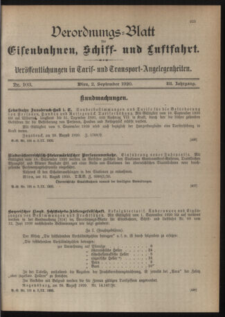 Verordnungs-Blatt für Eisenbahnen und Schiffahrt: Veröffentlichungen in Tarif- und Transport-Angelegenheiten 19200902 Seite: 3