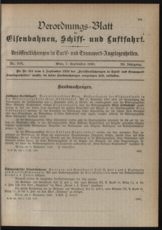 Verordnungs-Blatt für Eisenbahnen und Schiffahrt: Veröffentlichungen in Tarif- und Transport-Angelegenheiten 19200907 Seite: 3