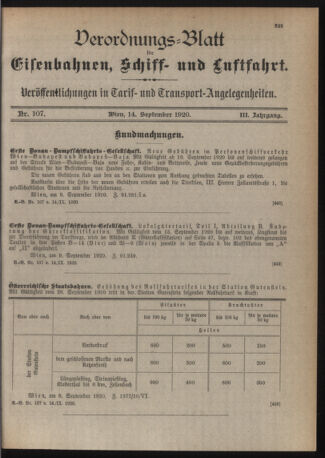 Verordnungs-Blatt für Eisenbahnen und Schiffahrt: Veröffentlichungen in Tarif- und Transport-Angelegenheiten 19200914 Seite: 3