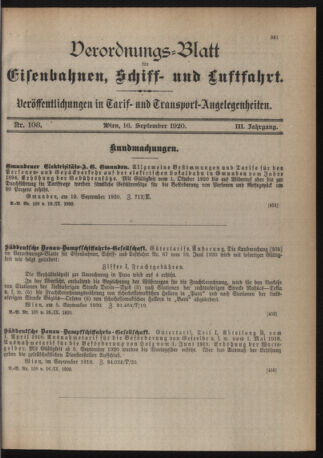 Verordnungs-Blatt für Eisenbahnen und Schiffahrt: Veröffentlichungen in Tarif- und Transport-Angelegenheiten 19200916 Seite: 3