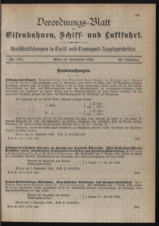 Verordnungs-Blatt für Eisenbahnen und Schiffahrt: Veröffentlichungen in Tarif- und Transport-Angelegenheiten 19200918 Seite: 3