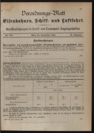 Verordnungs-Blatt für Eisenbahnen und Schiffahrt: Veröffentlichungen in Tarif- und Transport-Angelegenheiten 19200928 Seite: 3