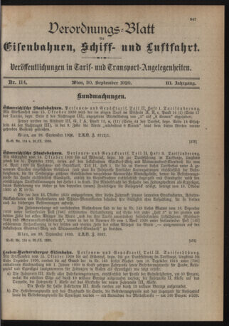 Verordnungs-Blatt für Eisenbahnen und Schiffahrt: Veröffentlichungen in Tarif- und Transport-Angelegenheiten 19200930 Seite: 3