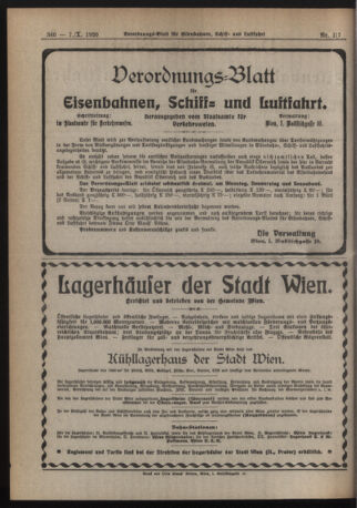 Verordnungs-Blatt für Eisenbahnen und Schiffahrt: Veröffentlichungen in Tarif- und Transport-Angelegenheiten 19201007 Seite: 4