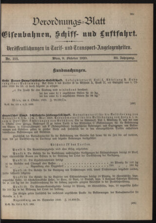 Verordnungs-Blatt für Eisenbahnen und Schiffahrt: Veröffentlichungen in Tarif- und Transport-Angelegenheiten 19201009 Seite: 3