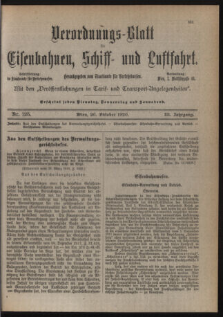 Verordnungs-Blatt für Eisenbahnen und Schiffahrt: Veröffentlichungen in Tarif- und Transport-Angelegenheiten 19201026 Seite: 1