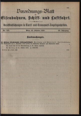 Verordnungs-Blatt für Eisenbahnen und Schiffahrt: Veröffentlichungen in Tarif- und Transport-Angelegenheiten 19201026 Seite: 3