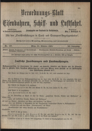 Verordnungs-Blatt für Eisenbahnen und Schiffahrt: Veröffentlichungen in Tarif- und Transport-Angelegenheiten 19201030 Seite: 3