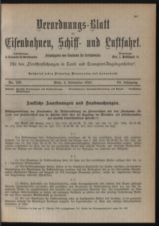 Verordnungs-Blatt für Eisenbahnen und Schiffahrt: Veröffentlichungen in Tarif- und Transport-Angelegenheiten 19201104 Seite: 3