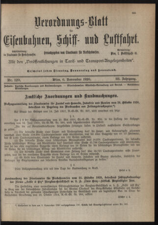 Verordnungs-Blatt für Eisenbahnen und Schiffahrt: Veröffentlichungen in Tarif- und Transport-Angelegenheiten 19201106 Seite: 3