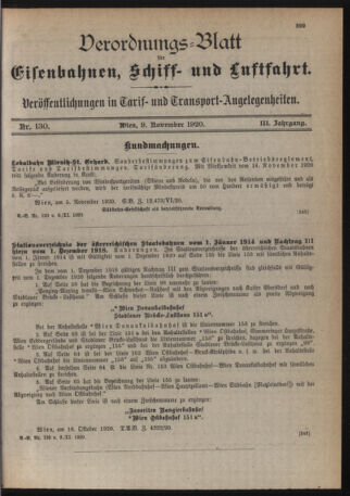 Verordnungs-Blatt für Eisenbahnen und Schiffahrt: Veröffentlichungen in Tarif- und Transport-Angelegenheiten 19201109 Seite: 3