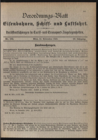 Verordnungs-Blatt für Eisenbahnen und Schiffahrt: Veröffentlichungen in Tarif- und Transport-Angelegenheiten 19201118 Seite: 3